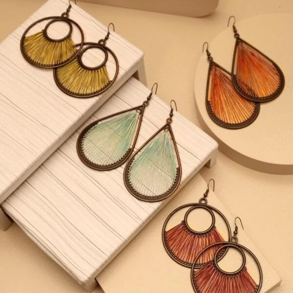 NEW‎ Bronze Drop Dangle Boho Fashion Earrings Set Boho Hippie